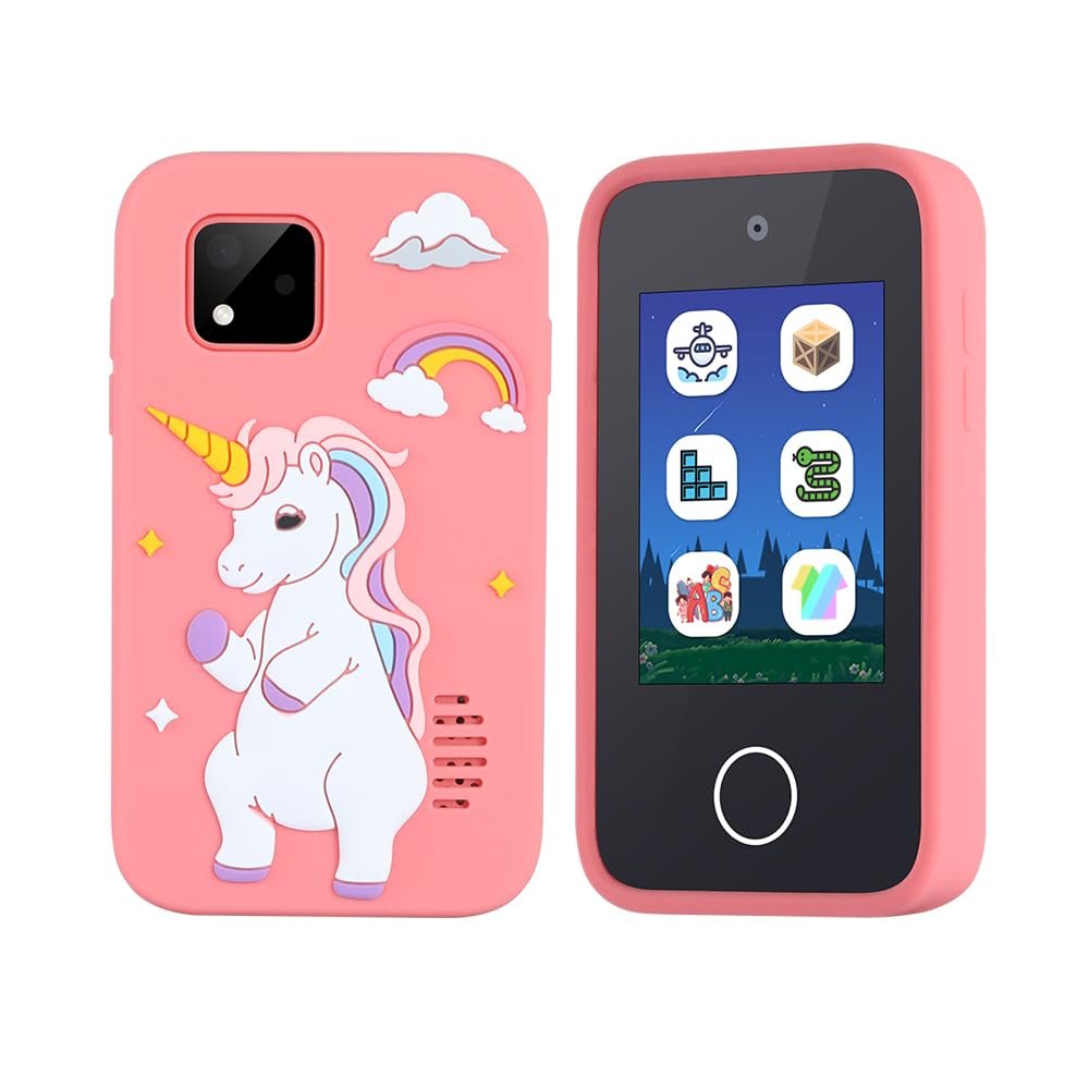 Kids Educational Smart Phone Toy, HD Dual Camera, Touchscreen Learning Device with Games, Music, 1GB SD Card, Ages 3-10