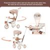 7 in 1 Toddler Tricycle with Parent Push Handle, Removable Pedals & Canopy, 5-Point Safety Harness - Portable Folding Trike Bike for Kids Ages 1-6 Years Old (Ivory and Brown) view 3