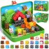 Axirata 60PCS Mini Magnetic Blocks Travel Set for Kids, Mini Magnetic Tiles Building Cubes with Portable Iron Box, STEM Learning Sensory Toy for Toddler Boys Girls Age 3-5 4-8 8-12+ view 1