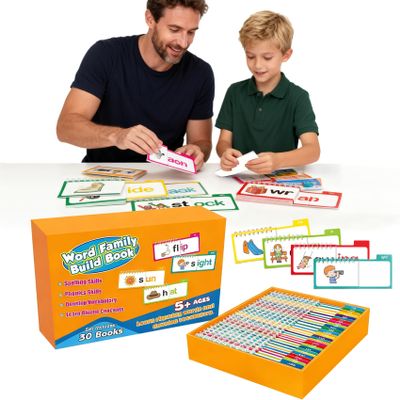 30 Read and Rhyme Flip Books, Word Family Build Book, Read and Rhyme Flip Books for Kids 3-8 - Builds Foundational Reading Skills, Comprehensive Vocabulary Building, Kid-Friendly Design (1 Set)(1)