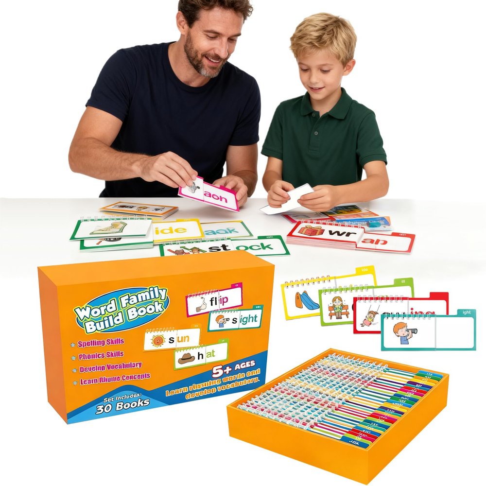 30 Read and Rhyme Flip Books, Word Family Build Book, Read and Rhyme Flip Books for Kids 3-8 - Builds Foundational Reading Skills, Comprehensive Vocabulary Building, Kid-Friendly Design (1 Set)(1)