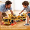 3-in-1 Excavator Bulldozer Engineering Semi-Truck Toy Set for Boy Gift Age 3 4 5 6 7 Large Transport Vehicle Road Trailer Truck Loader Kids Play Inertia Construction Toy Toddlers Digger Sound Light view 3
