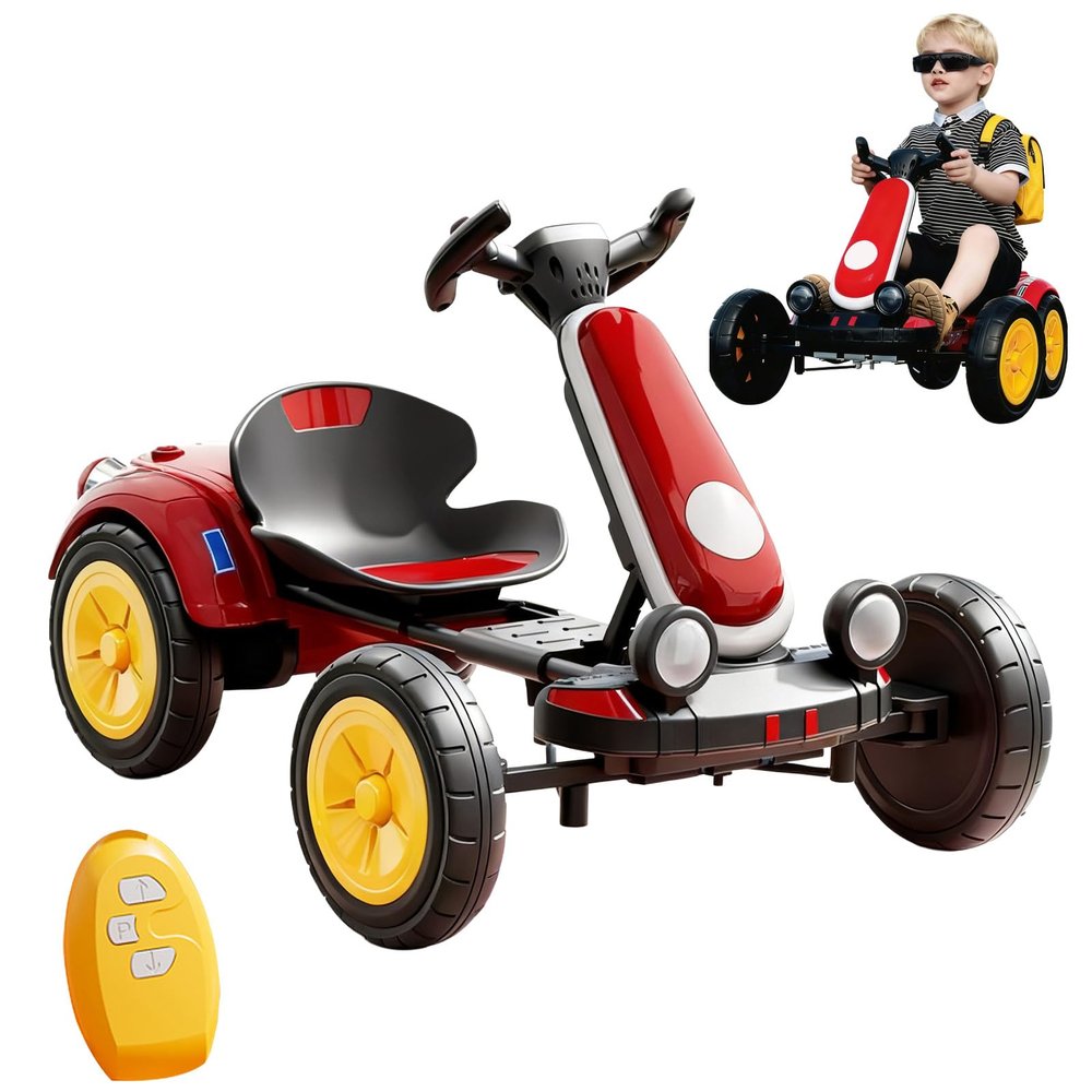 12v Electric go-Kart, Kids Quad Electric go Kart, Adjustable seat, Non-Slip and wear-Resistant Tires, Music and LED Lights, Enlarged and Widened seat, Suitable for Children Over 3 Years Old