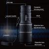 40x60 High Power Portable Binoculars - 12X Pocket Telescope with High Definition Focusing, Monocular Telescope Black view 2