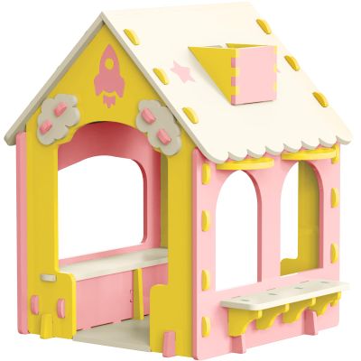 ZHKINGGS Kids Playhouse,EVA Material Playhouse Cottage for Kids Ages 2-6,Indoor & Outdoor Playhouse for Backyard Toddler DIY Room, Creative Toys for Boy Girl Birthday Christmas,Pink