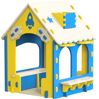 ZHKINGGS Kids Playhouse,EVA Material Playhouse Cottage for Kids Ages 2-6,Indoor & Outdoor Playhouse for Backyard Toddler DIY Room, Creative Toys for Boy Girl Birthday Christmas,Blue
