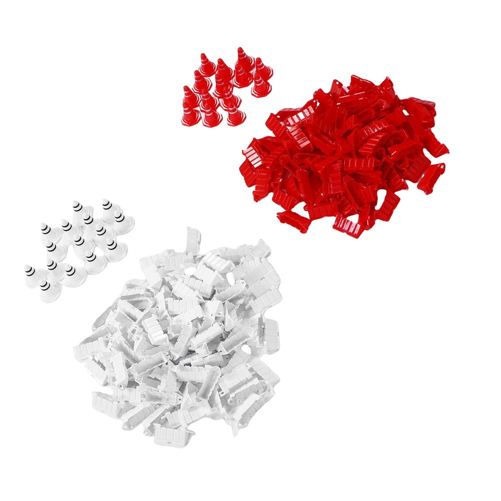 POENVFPO RC Car Drift Track Set, ABS RC Car Field Fence Set with 30 Cones, for 1/14 1/16 1/18 1/24 1/28 Model, Indoor Outdoor Racing, White Red