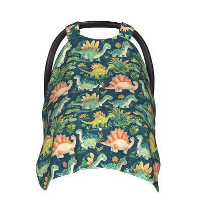 Cartoon Dinosaur Print Baby Car Seat Covers, Breathable Nursing Cover Breastfeeding Cover, Stroller Covers, Multi-use Infant Carseat Canopy, Baby Boys Girls Newborn Essentials