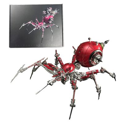 3D Metal Puzzle Spider Model Kit for Adults with Light, 602 PCS Mechanical Metal War Spider Steampunk Animal DIY Assembly Jigsaw Puzzle Model Desk Gifts for Adults