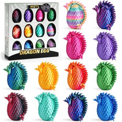 12PACK 3D Printed Dragon Eggs, Mini Mystery Crystal Dragon 3D Printed Toy for Easter Basket Stuffers and Essentials, Easter Toys & Decor