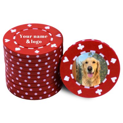 30-500 PCS Casino Grade Personalized Casino Chips for Poker Games 11 Grams Custom Clay Poker Chips with Logo or Design 40MM Customized Metal Poker Chips Bulk Custom Golf Ball Makers Chips (Red)