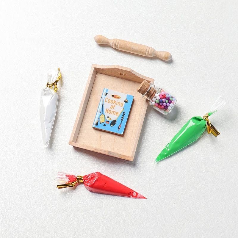 1 12 Scale Dollhouse Furniture Miniature Accessories Baking Tools,1/6 Mini Dollhouse Accessories which Including Rolling Pin,Cake Mold,Cream for Dollhouse Kitchen and Decoration