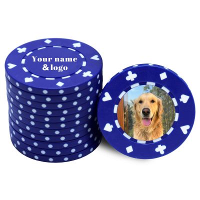 30-500 PCS Casino Grade Personalized Casino Chips for Poker Games 11 Grams Custom Clay Poker Chips with Logo or Design 40MM Customized Metal Poker Chips Bulk Custom Golf Ball Makers Chips (Blue)