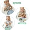 4PK Baby Spoon and Fork with Holder Straps for Kids Aged 6+ Months Self Feeding, No Throw Toddler Travel Essential Leash for High Chair or Bib or Wrist, Silicone Baby Led Weaning Supplies (Ether) view 2