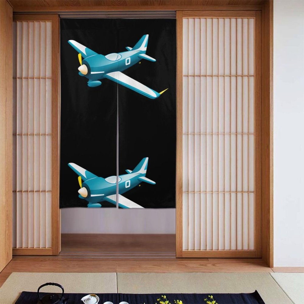 WHJSSF Happy little plane Printed Door curtain partition splicing privacy protection suitable for kitchen, bathroom, room 34x56in