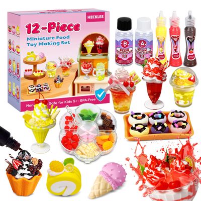 12-Piece Miniature Food Toy Making Set - DIY Tiny Play Food for Kids 5+ | Non-Edible, Pretend Kitchen Play for Little Chefs | Birthday Gifts and Party Favors to Spark Creativity and Imagination