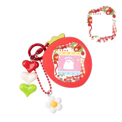 BUBBLELOGUS Strawberry Bubble Protective Case for Tamagotchi Uni, Soft TPU Silicone Cover with Faceplate & Charms Set, Anti-Scratch & Waterproof (Red)