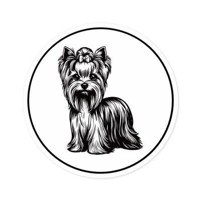 Yorkshire Terrier Sticker | 3/4/5 Inch Round Vinyl Decal | Cute Yorkie Dog Design for Car, Tablet, Water Bottle, Notebook