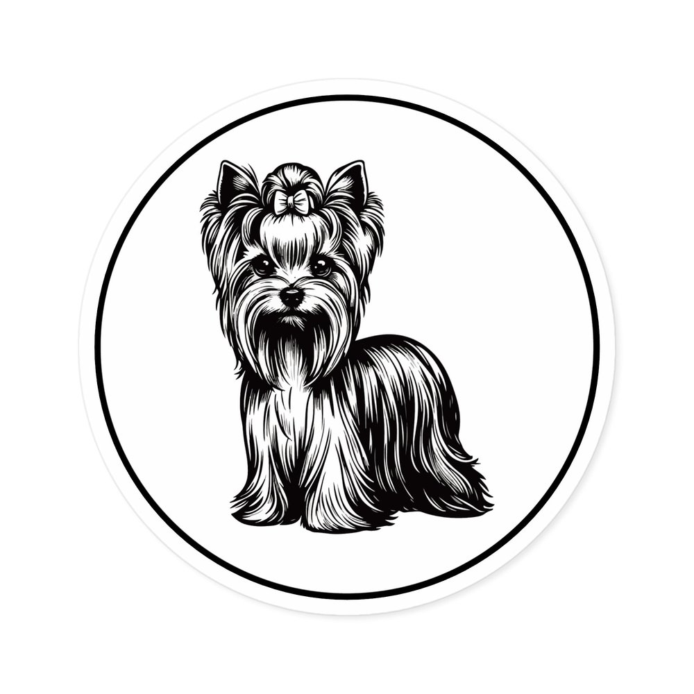 Yorkshire Terrier Sticker | 3/4/5 Inch Round Vinyl Decal | Cute Yorkie Dog Design for Car, Tablet, Water Bottle, Notebook