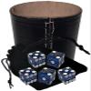 Authentic Casino Dice w/Pouch + Genuine Leather Cup Wide Opening (No Lining Natural, Las Vegas Bally's Blue Frosted) view 1