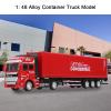 1:48 Scale Alloy Container Truck Model Toy, Highly Detailed Diecast Simulation with Removable Cab & Opening Door, Pull Back Car Toys Vehicle 4 Color Options for Children Collection Gift Display(Red) view 3