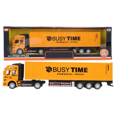 1:48 Scale Alloy Container Truck Model Toy,Highly Detailed Diecast Simulation with Removable Cab & Opening Door, Pull Back Car Toys Vehicle 4 Color Options for Children Collection Gift Display(Yellow)