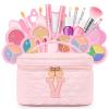 Kids Washable Makeup Set for Girls - 29Pcs Real Non-Toxic Play Make Up Kit Toys with Letter Cosmetic Bag - Dress Up Birthday Gifts for Toddler Age 3 4 5 6 7 8 9 10 Years Old Vanity Set - V view 1
