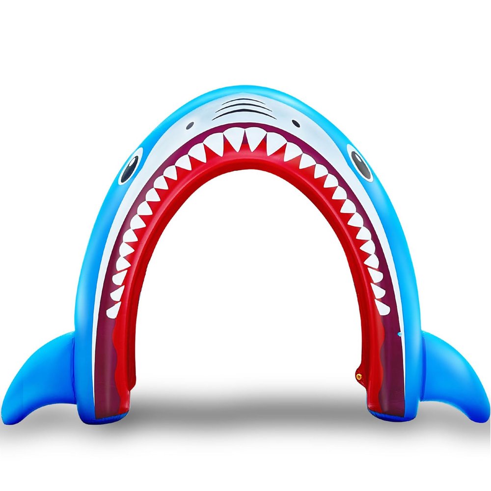 11Ft Long Inflatable Shark Sprinkler for Adults, Giant Outdoor Water Toys Blow up Shark Arch Sprinkler for Adults Fun Summer Gifts Backyard Garden Lawn Water Party Games Outside Activities