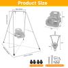 4 in 1 Toddler Swing Set & Baby Jumper, Heavy Duty Kids Swing with Bouncer, Foldable Metal Stand for Indoor & Outdoor, Easy Install & Store (Gray) view 2