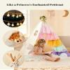 Hallo Deer Teepee Tent for Kids, Toddler Teepee with Star Lights & Rainbow Tulle, Girls Princess Play Tent, Foldable Kids Teepee Tent for Inside Playhouse Kid Toy Gift view 3