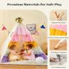 Hallo Deer Teepee Tent for Kids, Toddler Teepee with Star Lights & Rainbow Tulle, Girls Princess Play Tent, Foldable Kids Teepee Tent for Inside Playhouse Kid Toy Gift view 4