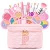 Kids Washable Makeup Set for Girls - 29Pcs Real Non-Toxic Play Make Up Kit Toys with Letter Cosmetic Bag - Dress Up Birthday Gifts for Toddler Age 3 4 5 6 7 8 9 10 Years Old Vanity Set - P view 1