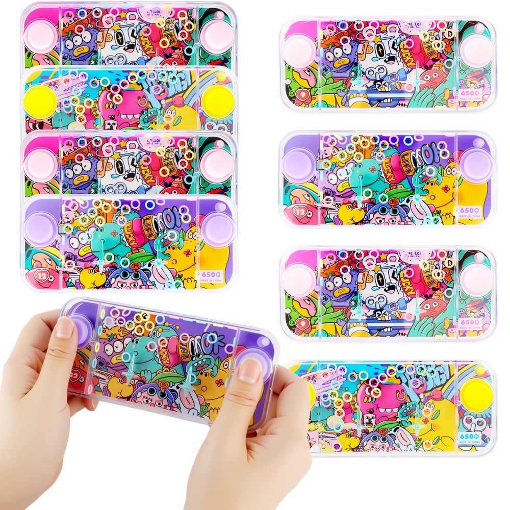 Rcanedny 8 Pcs Handheld Water Games 80s 90s Nostalgic Multicolor Ring Toss Game for Birthday Children's Day Party Favors Gift Bag Fillers Stocking Stuffers