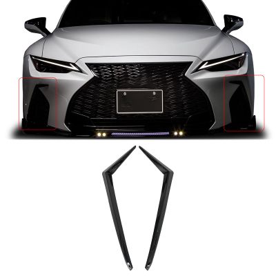 MUNALP A Pair Front Bumper Canards for Lexus IS300 IS350 2021-2025 Base F Sport Front Chin Spoiler Splitter ABS (Glossy Black)