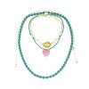 ZYIBPMSJKQCFK Handmade Bead Shell Heart Shaped Pendant Layered Necklace,green,133cm view 1