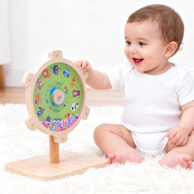 Aiwanture Spinning Activity Drum Toy with Sound, Montessori Wooden Sensory Toy for Babies, Perfect Birthday & Party Gift for 6-18 Months+