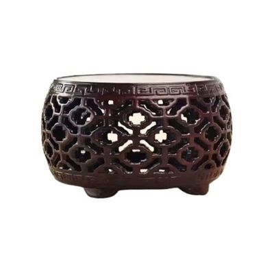 KHUTRW3D Vase Base Miniature Openwork Carving Base Home Decorative Wood Display Shelf Display(Large)