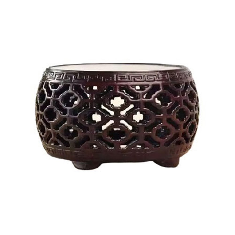 KHUTRW3D Vase Base Miniature Openwork Carving Base Home Decorative Wood Display Shelf Display(Large)