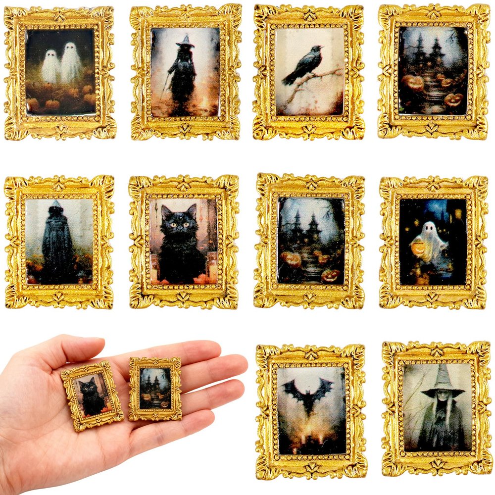 1/12 Scale Miniature Accessories of Magic Frames Tiny Scary Photo Frames for DIY Magic Witchy Mini House Diorama Decortion