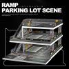 1:64 Die-Cast Car Display Case. Open-air Parking lot Scene with ramp Structure. Car Model Display Stand, Suitable for Hot Wheels Vehicles. (Grayish Green) view 2