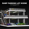 1:64 Die-Cast Car Display Case. Open-air Parking lot Scene with ramp Structure. Car Model Display Stand, Suitable for Hot Wheels Vehicles. (Grayish Green) view 3
