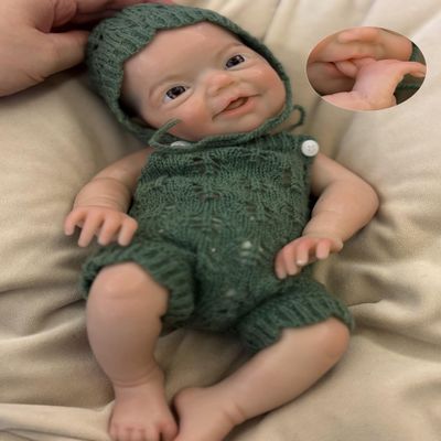 Abenduot 13inch Open Mouth Full Body Silicone Baby Dolls Realistic Silicone Reborn Dolls Boy Anatomically Correct