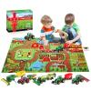 Moncasso Tractor Toy & Farm Animals Toys Set, Large Activity Play Mat, Farm Playset with Realistic Diecast Farming Equipment Toy & minature Things, Ideal Kids Gifts view 1