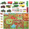 Moncasso Tractor Toy & Farm Animals Toys Set, Large Activity Play Mat, Farm Playset with Realistic Diecast Farming Equipment Toy & minature Things, Ideal Kids Gifts view 2