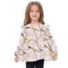 Wudan Baby Girls Ruffle Cuffs T-Shirts Sweet American Goldfinch Birds Blush Cotton Toddler Doll Clothes 4T view 2