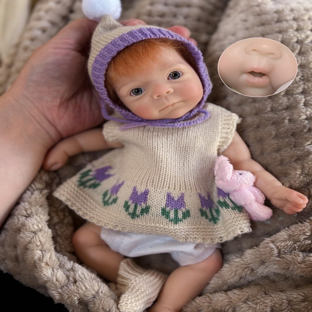 Abenduot 10inch Open Mouth Reborn Baby Dolls Silicone Full Body,Not Vinyl Dolls,Lifelike Newborn Silicone Baby Girl Dolls