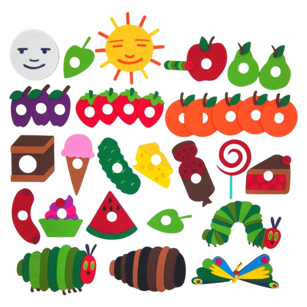 The Very Hungry Caterpillar Felt Story Set 34 Pcs Felt Toys 50 Pcs Magic Stickers Fun Interactive Teaching Props for Toddlers & Preschoolers Classroom & Home Learning