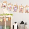 1st Birthday Photo Banner from Newborn to 12 Months Picture Banner Brown Monthly Milestones Garland First Birthday Decorations Bee Day Party Decorations for Baby Shower view 4