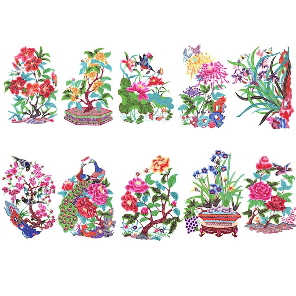 10PCS/12PCS Chinese Paper Cutting Kit, Paper Art Crafts Kits for Window Decoration Spring Festival Chinese New Year Celebration Activity