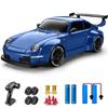 ACAMMZAR RC Drift Car, 1:24 Remote Control Car for Kids, 20KM/H 4WD High Speed RC Cars with LED Lights, Two Batteries, Extra Drifting Tires, Vehicle for Adults Boys Girls, Blue view 1